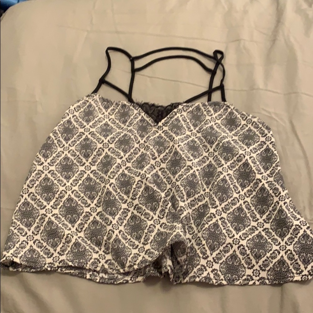 Vintage Havana Patterned Strappy Lace Detail Top